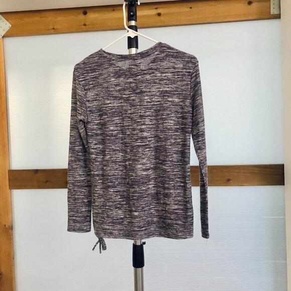 ROOTS Canada Purple Heathered Drawstring Long Sleeve Athleisure Shirt Top‎ Sz S - Picture 2 of 5